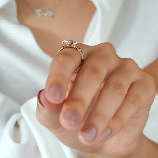 Pear Cut Lab Grown Diamond Curved Bypass Engagement Ring in Yellow Gold