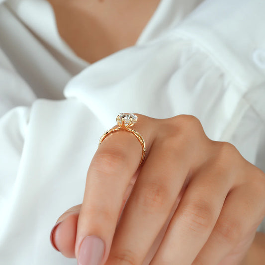 Pear Shaped Lab Grown Diamond Engagement Ring with Vine Inspired Pave Split Shank