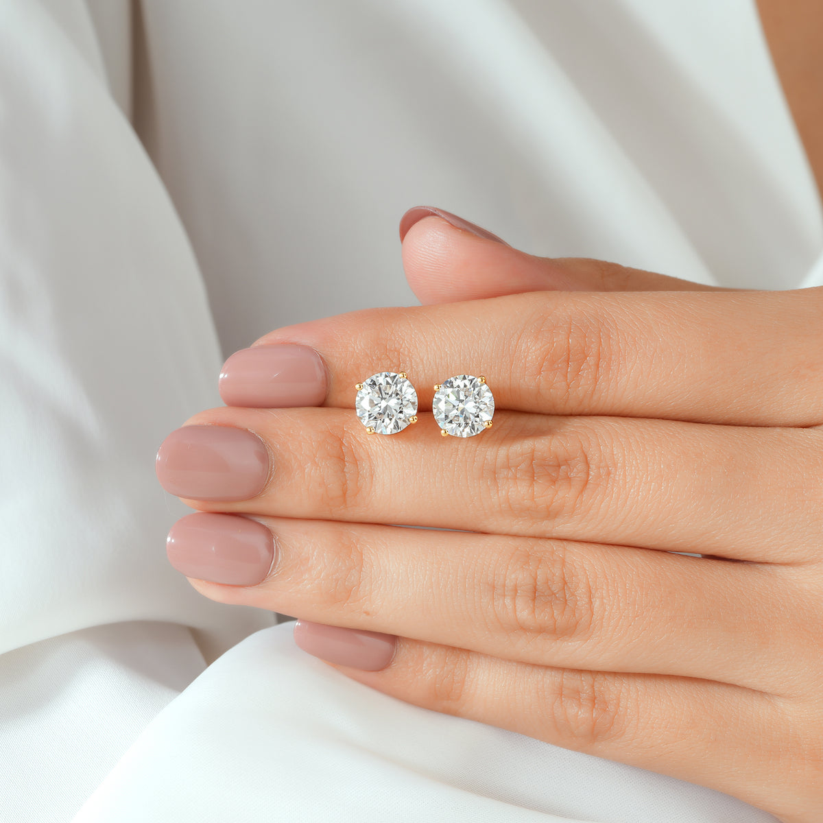 Round Brilliant Lab Grown Diamond Stud Earrings
