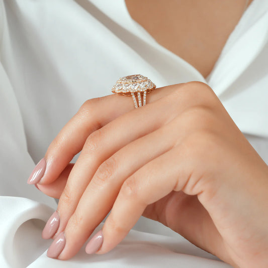 Pear Lab Grown Diamond Double Halo Cocktail Ring, Pave Ring