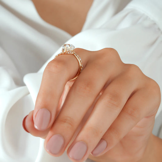 Cushion Lab Grown Diamond Ring, Scattered Diamond Wrap Bypass Ring