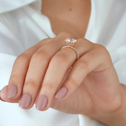 Oval Lab Grown Diamond Bridal Set, Pave Engagement, Wedding Band