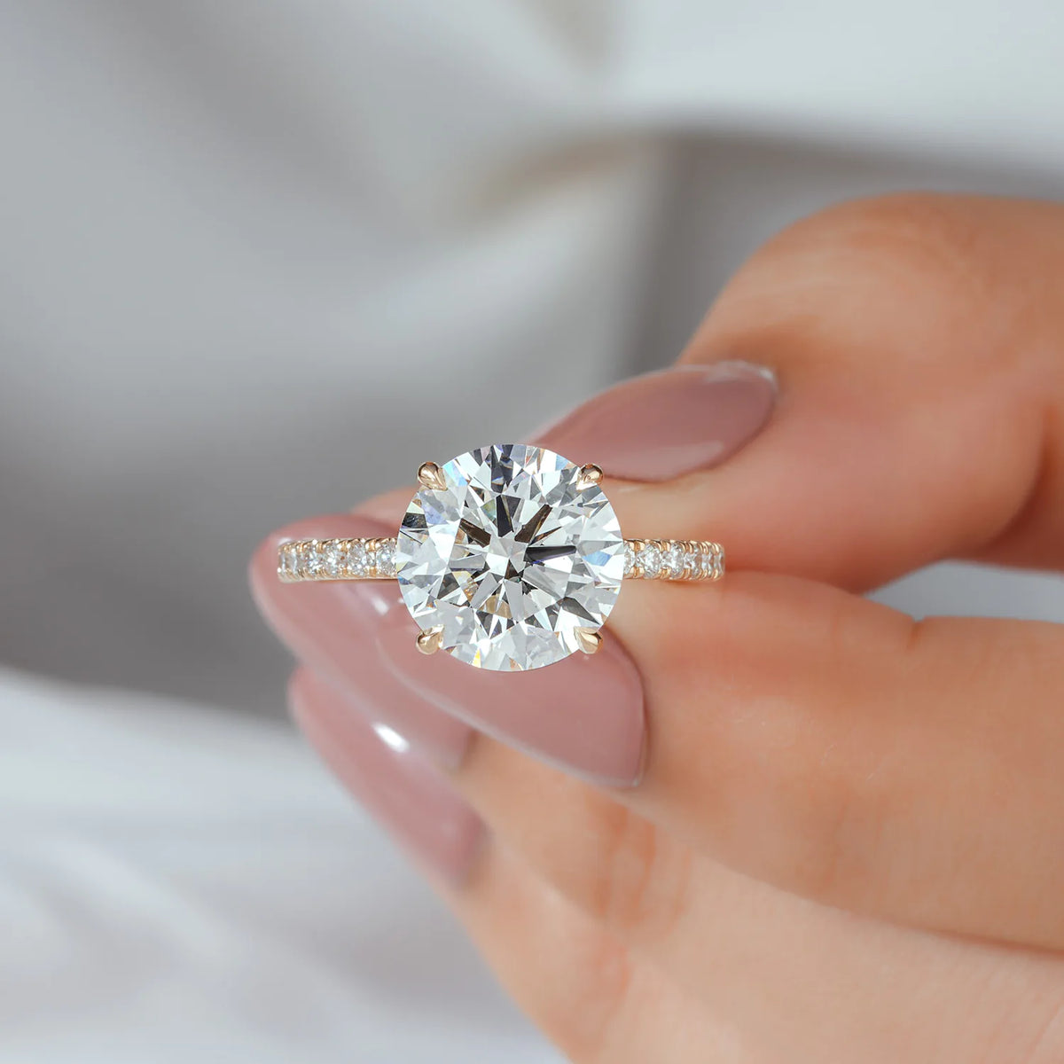 Oval Lab Grown Diamond Bridal Set, Pave Engagement, Wedding Band