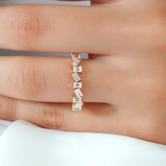 Scattered Emerald Cut Lab Grown Diamond Half-Eternity Band