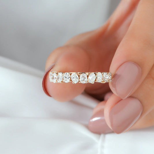 Oval Cut Lab Grown Diamond Shared Prong Half-Eternity Band
