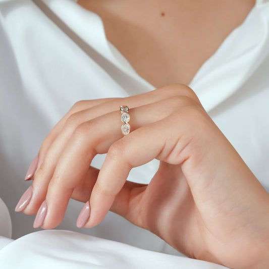 Oval Cut Bezel Set Lab Grown Diamond Band