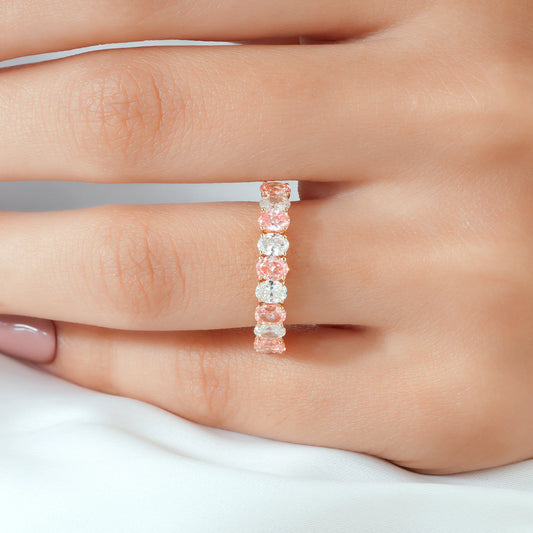 Alternating Oval Colorless & Fancy Pink Lab Grown Diamond Half-Eternity Band