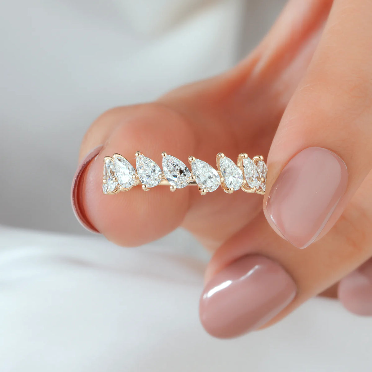 Pear Cut Lab Grown Diamond Band