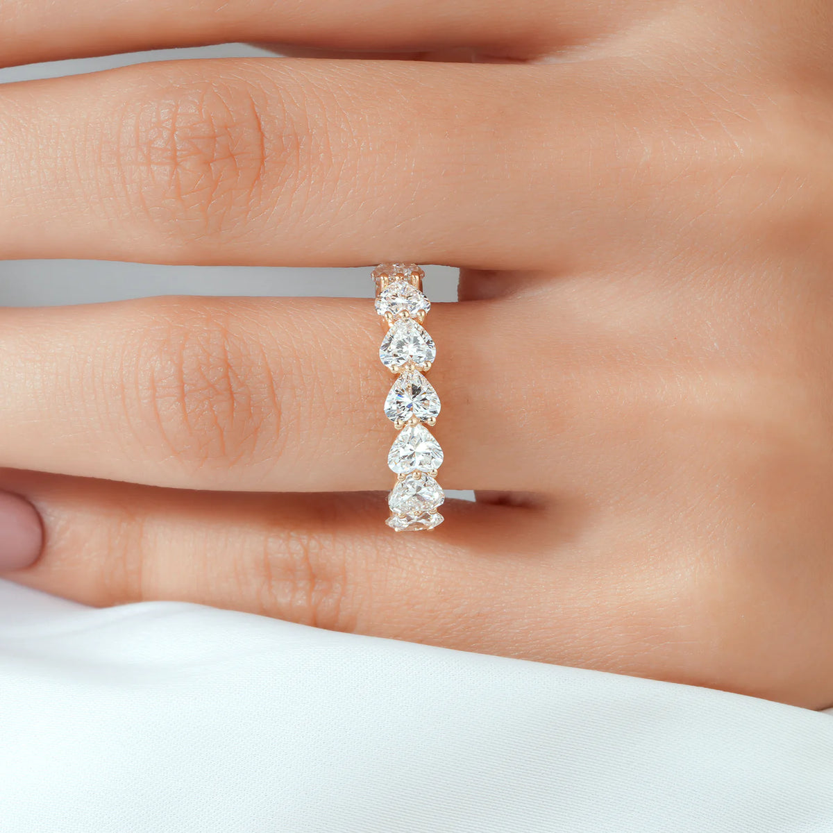 Heart Cut Lab Grown Diamond Band