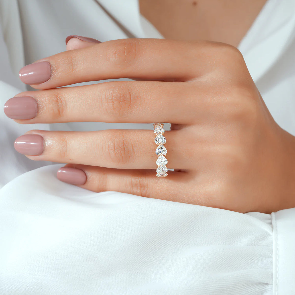 Heart Cut Lab Grown Diamond Band