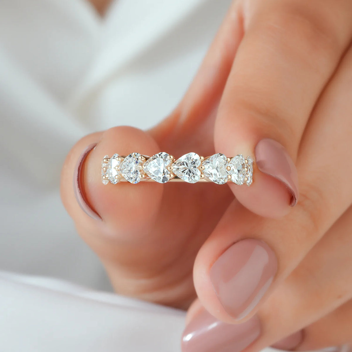 Heart Cut Lab Grown Diamond Band