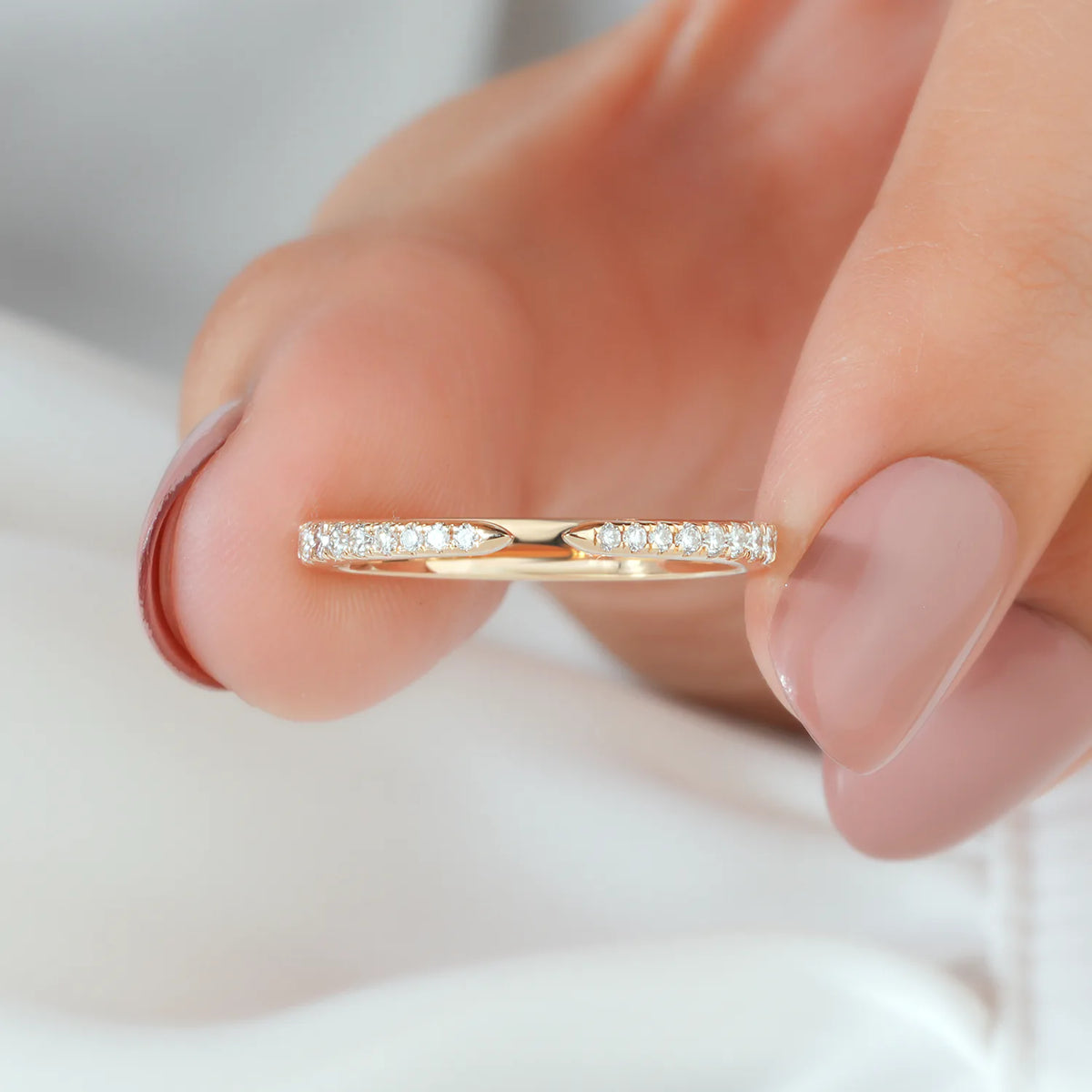 Open Cuff Pave Diamond Ring with Pointed Ends