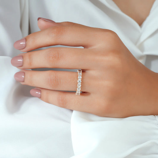 Alternating Baguette and Marquise Cut Lab Grown Diamond Band