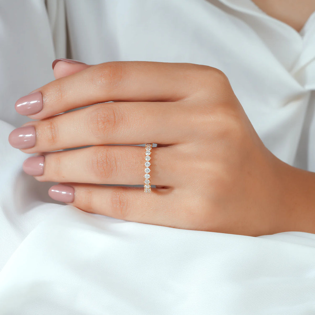 Dainty Round Cut Lab Grown Diamond Band