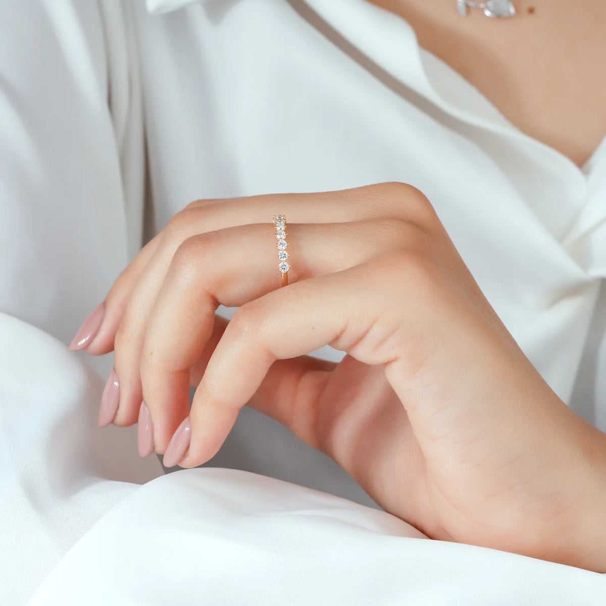 Dainty Round Cut Lab Grown Diamond Band