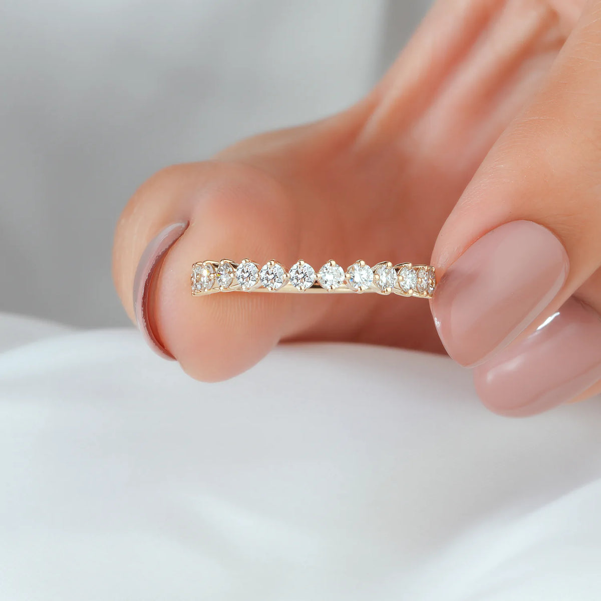 Dainty Round Cut Lab Grown Diamond Band