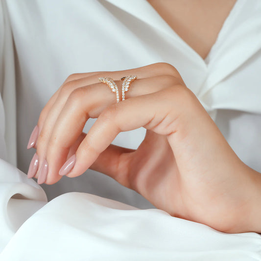 Crown V-Shaped Lab Grown Diamond Ring Enhancer Guard in Gold or Platinum