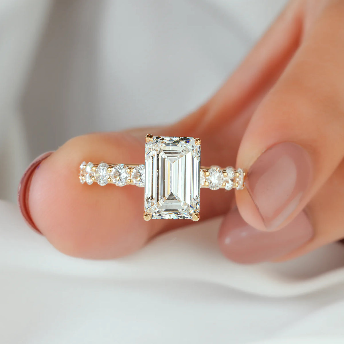 Emerald Cut Ring with Diamond Eternity Band