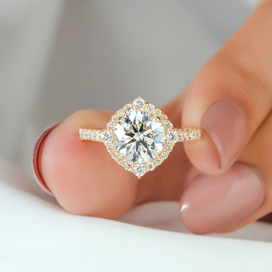 Scalloped Halo Split Shank Lab Grown Diamond Engagement Ring