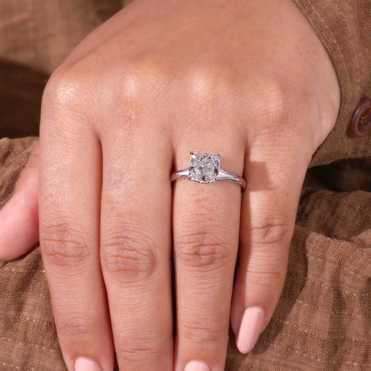 Cushion Cut Diamond Solitaire Ring with Split Shank