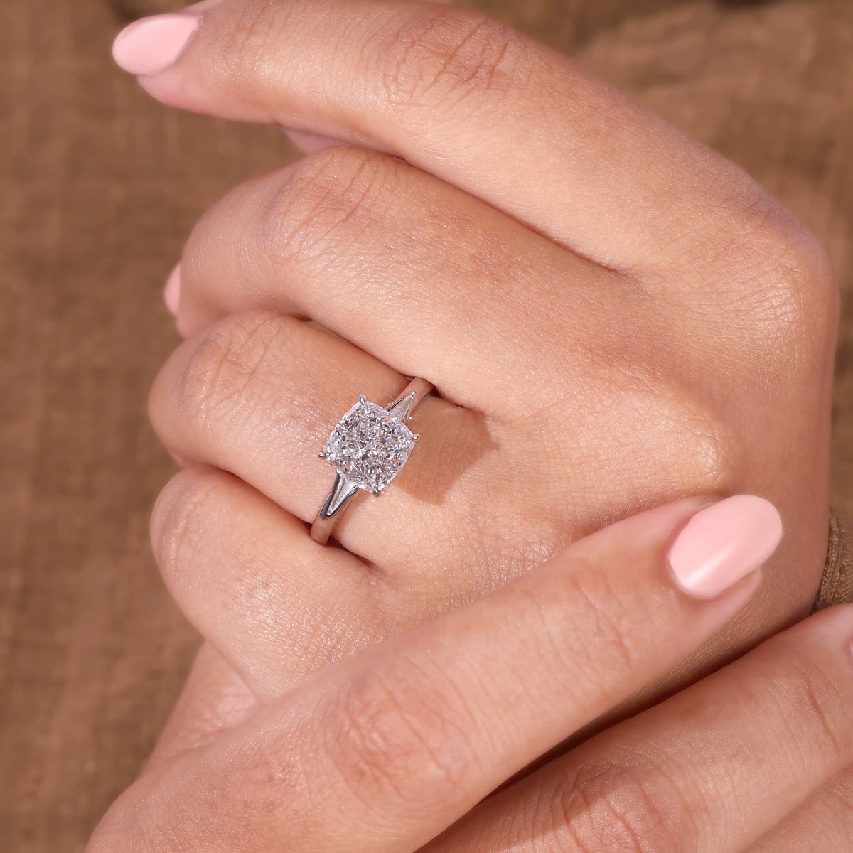 Cushion Cut Diamond Solitaire Ring with Split Shank