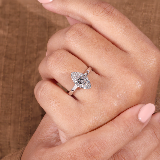 Bezel Set Marquise Diamond Solitaire Ring