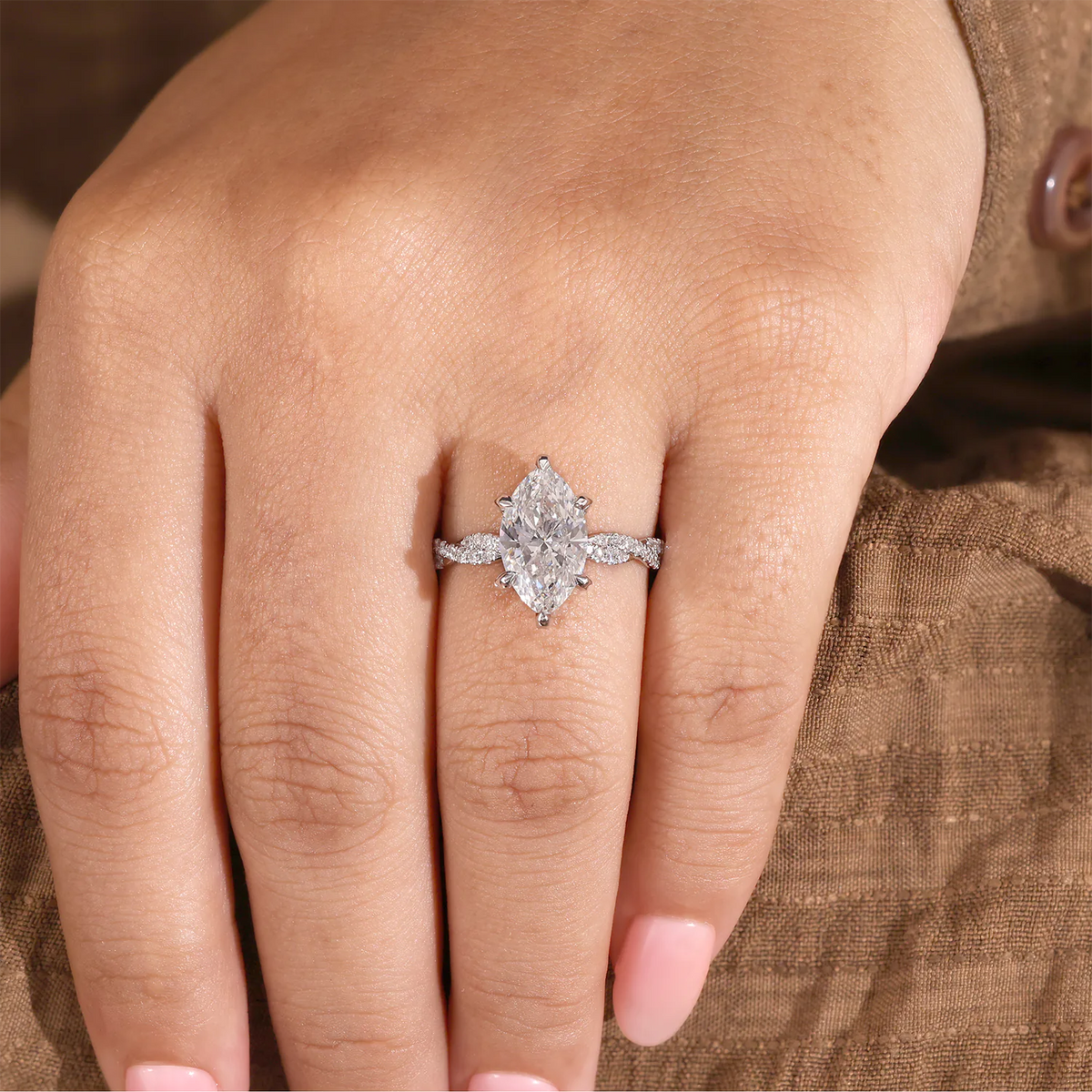 Marquise Lab-Grown Diamond Infinity Twisted Pave Engagement Ring