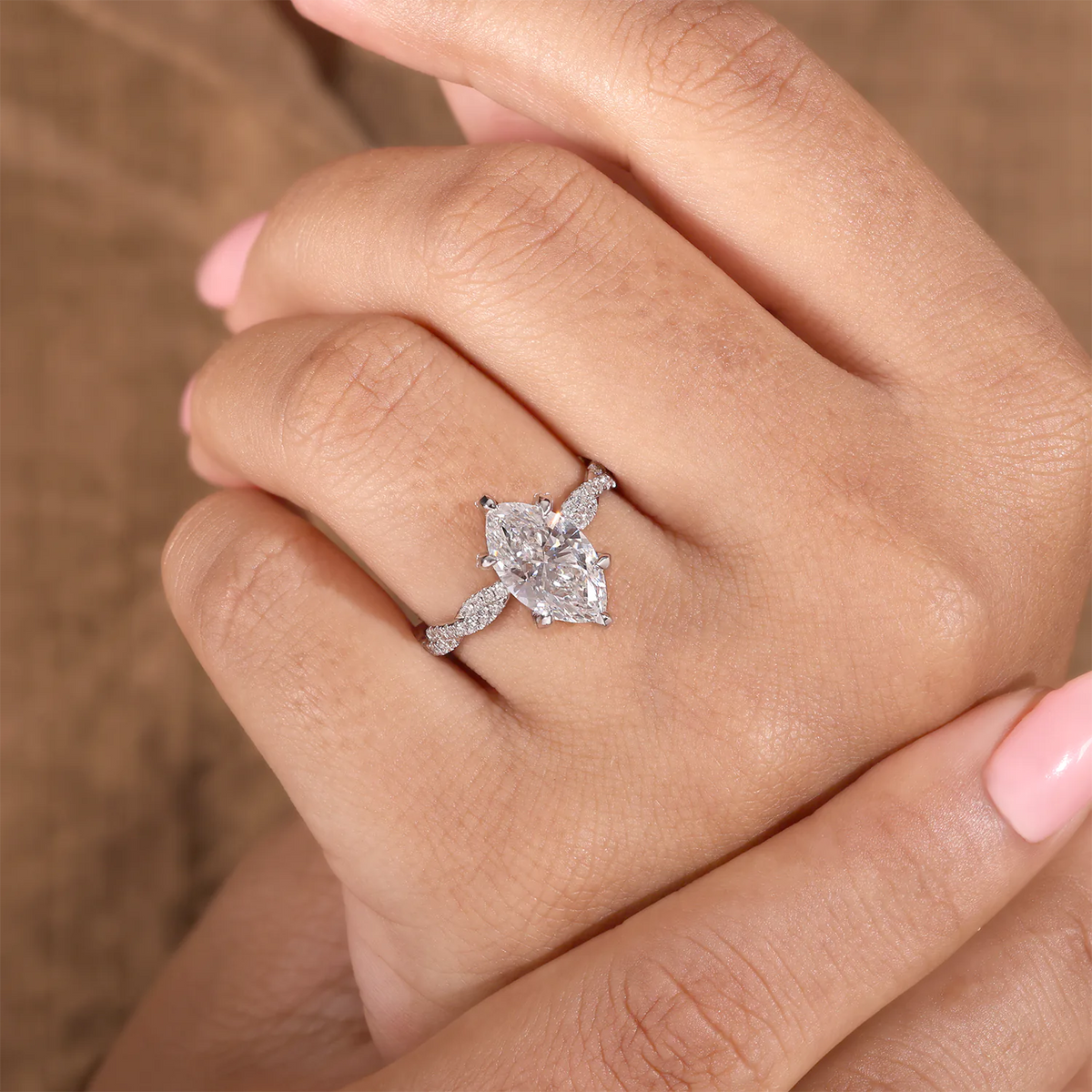 Marquise Lab-Grown Diamond Infinity Twisted Pave Engagement Ring