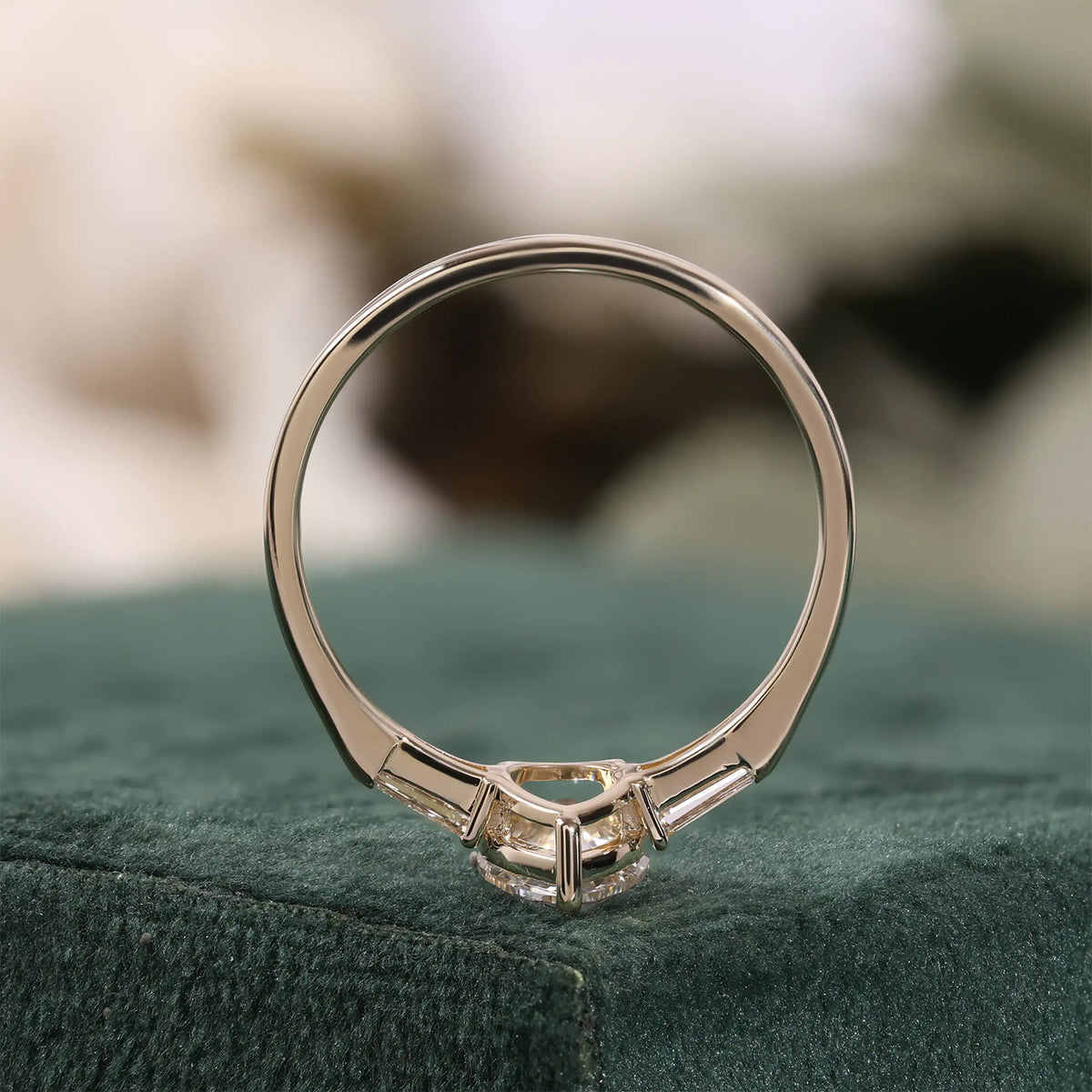 Pear Lab Grown Diamond Engagement Ring, Tapered Baguette Side Stones