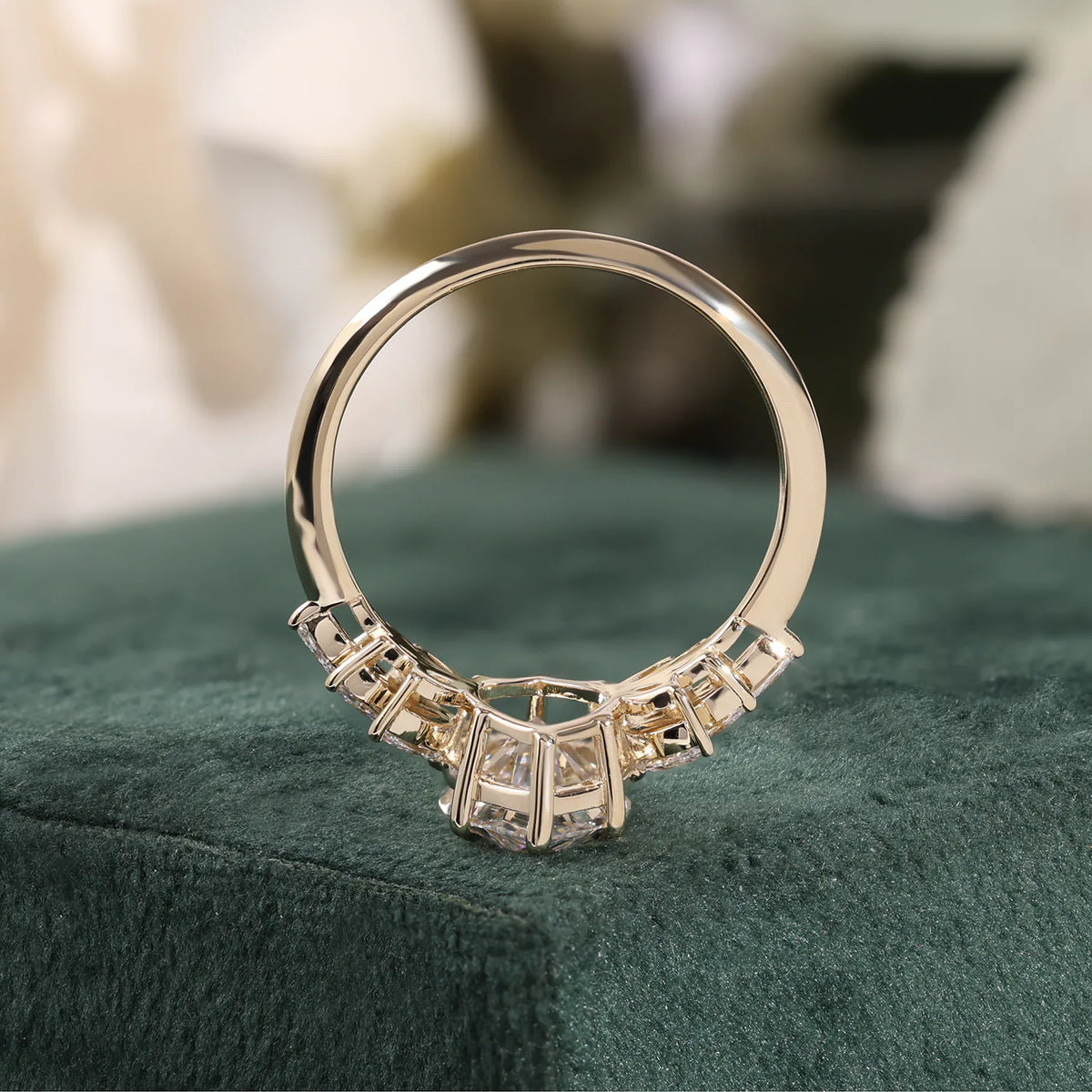 Marquise Lab Grown Diamond Ring, Floral Marquise Pear Cluster Sides
