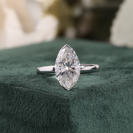 Bezel Set Marquise Diamond Solitaire Ring
