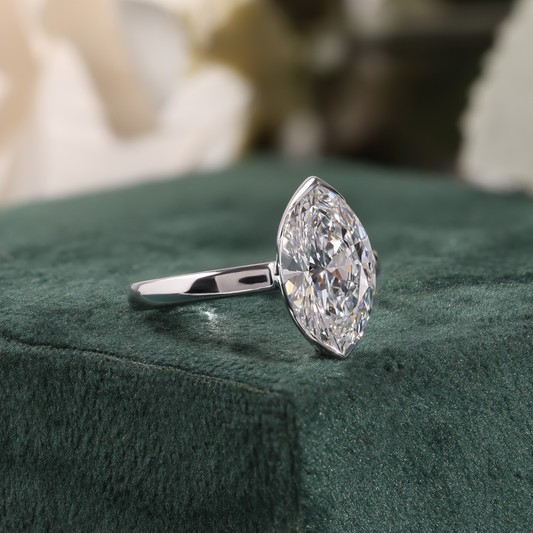 Bezel Set Marquise Diamond Solitaire Ring