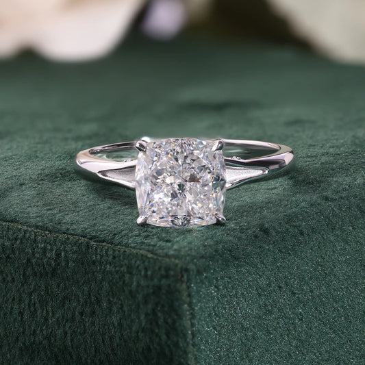 Cushion Cut Diamond Solitaire Ring with Split Shank