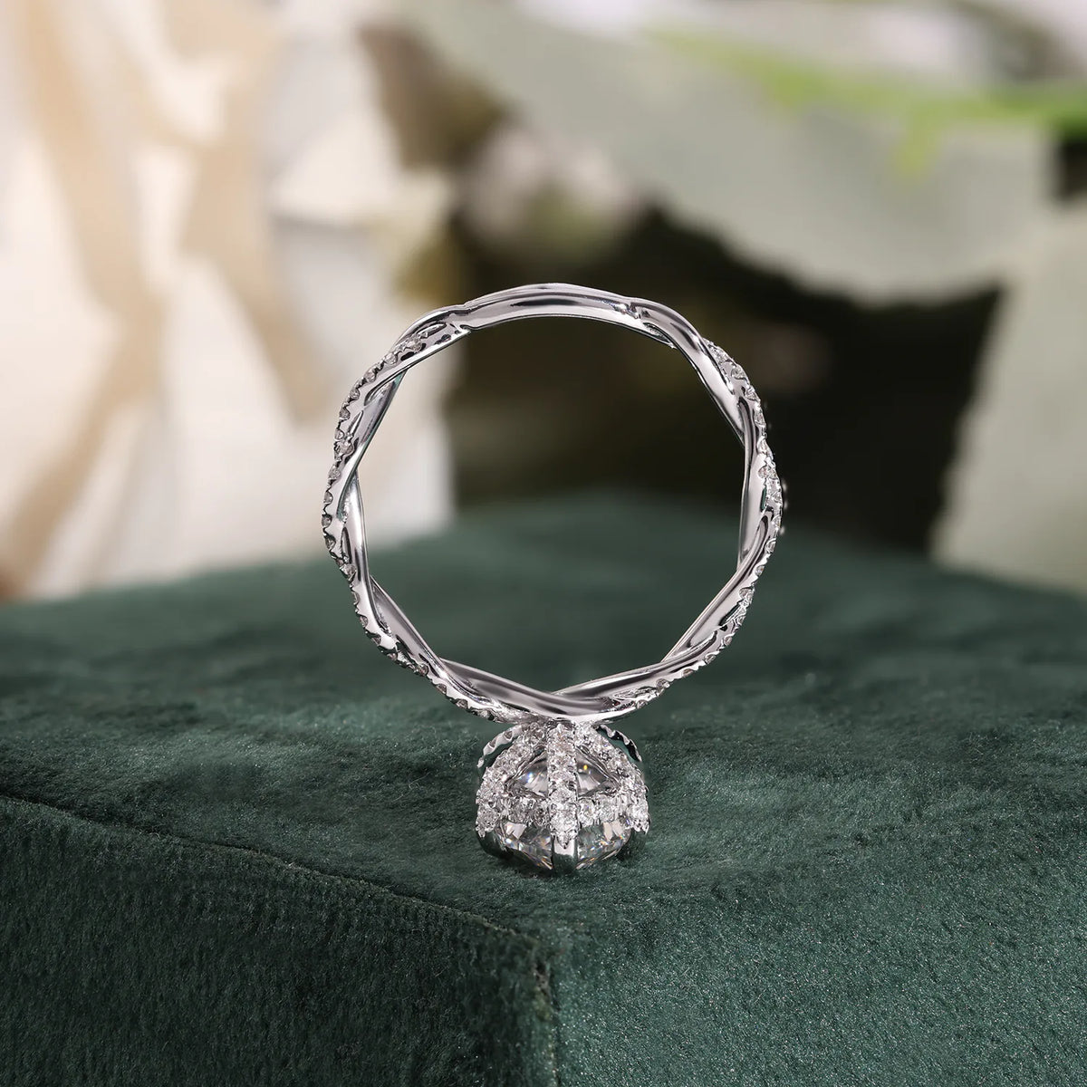 Marquise Lab-Grown Diamond Infinity Twisted Pave Engagement Ring