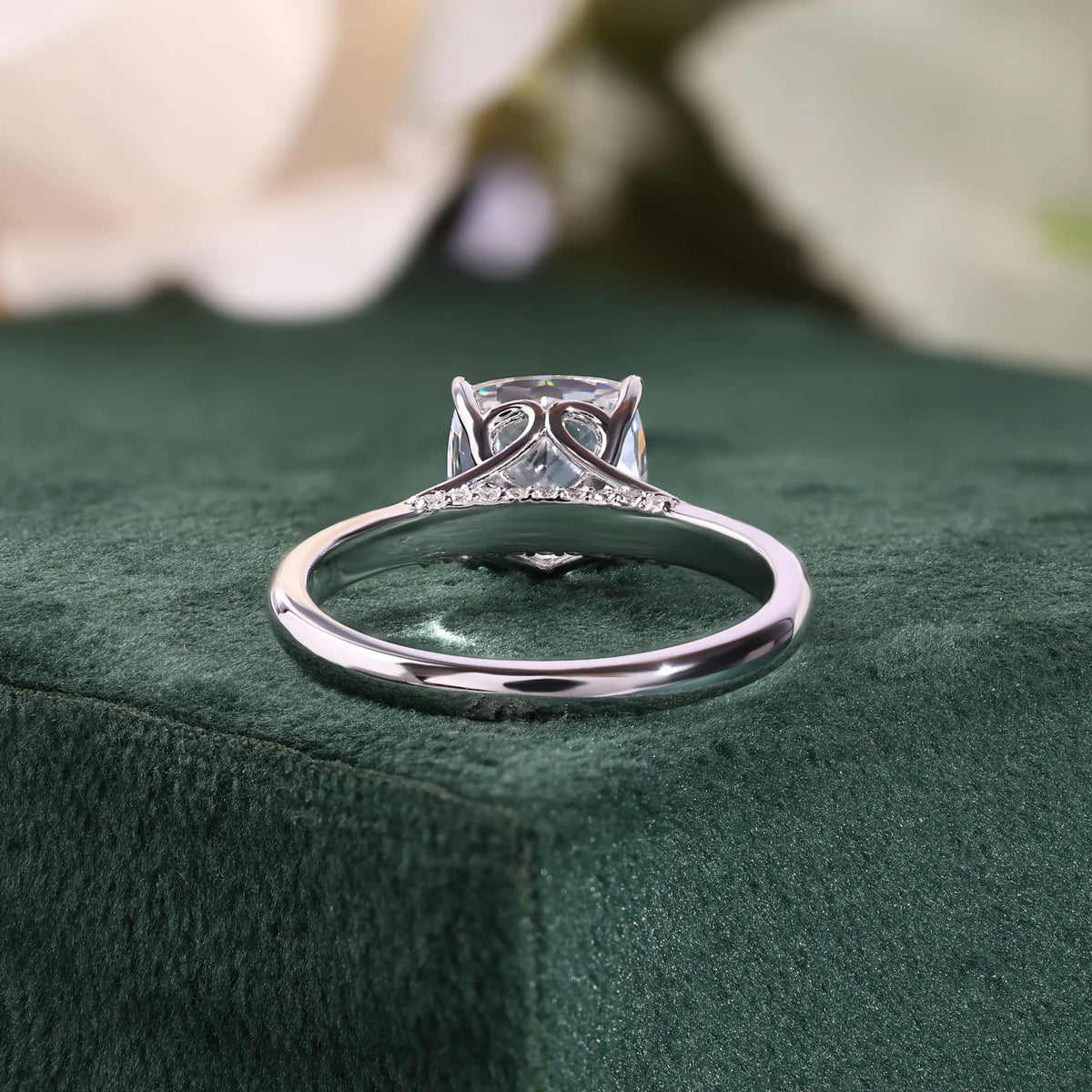 Cushion Cut Diamond Solitaire Ring with Split Shank