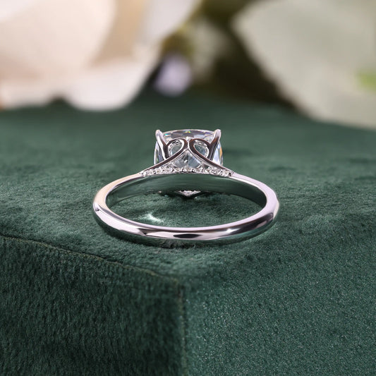 Cushion Cut Diamond Solitaire Ring with Split Shank