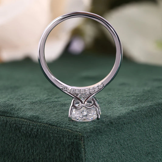 Cushion Cut Diamond Solitaire Ring with Split Shank