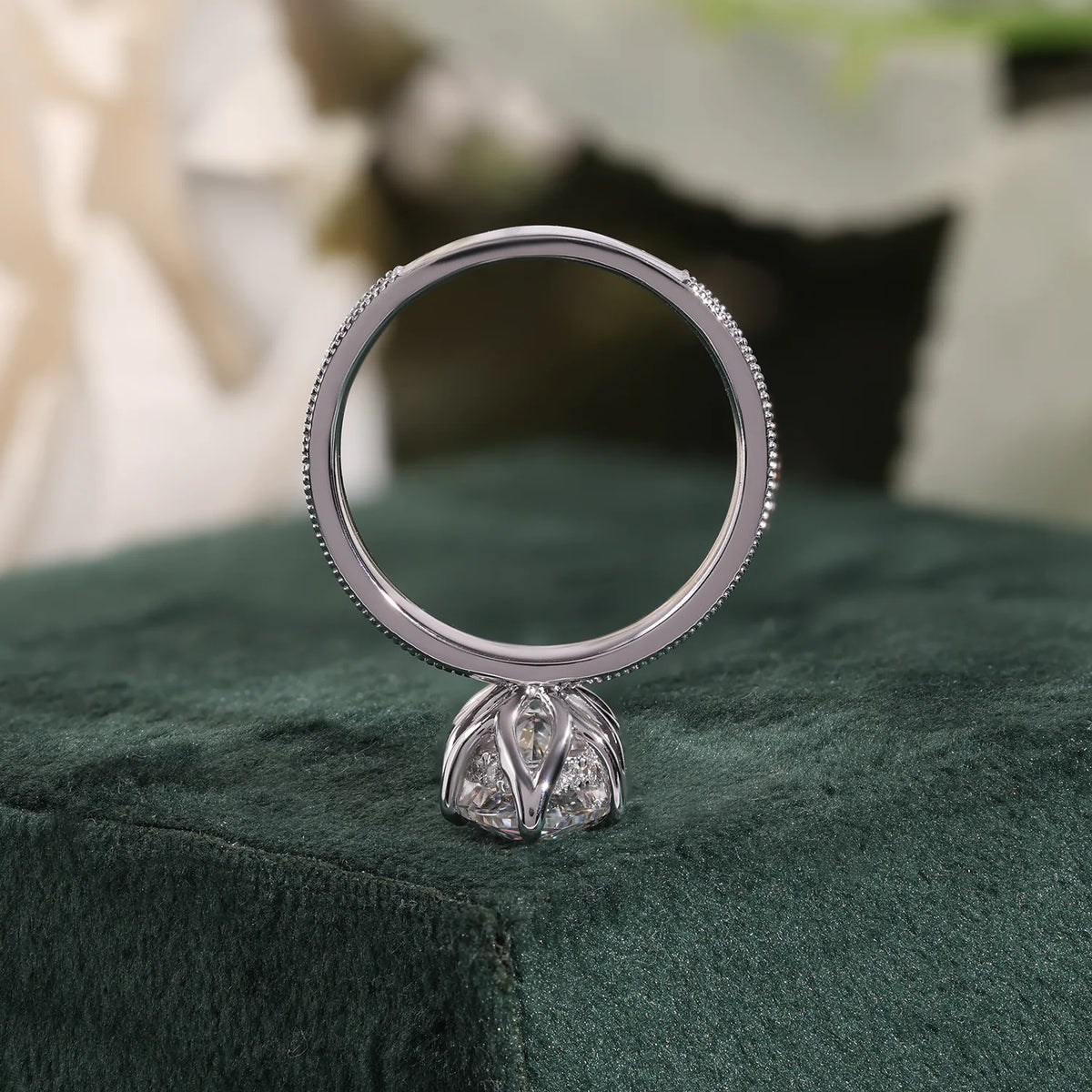 Marquise Cut Lab Grown Diamond Ring with Hand Engraved Vintage Ring