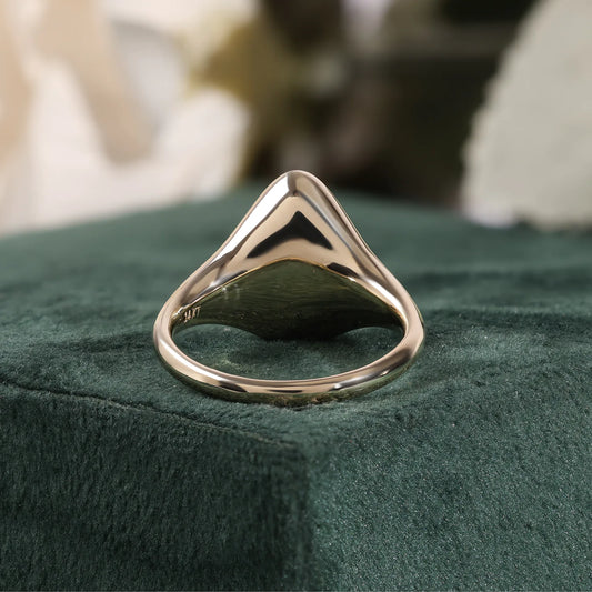 Pear Cut Lab Grown Diamond Flush Bezel Signet Style Engagement Ring