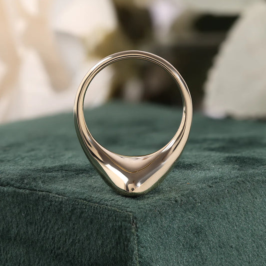 Pear Cut Lab Grown Diamond Flush Bezel Signet Style Engagement Ring